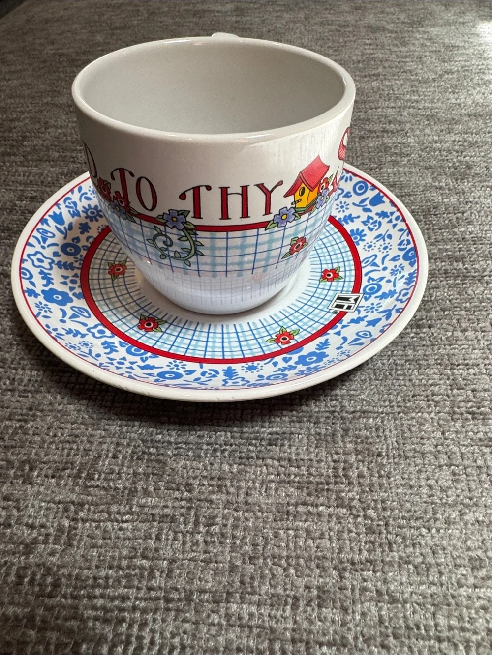 Mary Engelbreit Teacup & Saucer Set Be Kind to Thy Sister